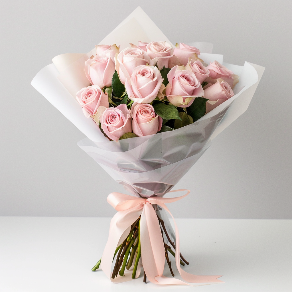 Iconic Dozen Pink Rose Bouquet (12 Roses)