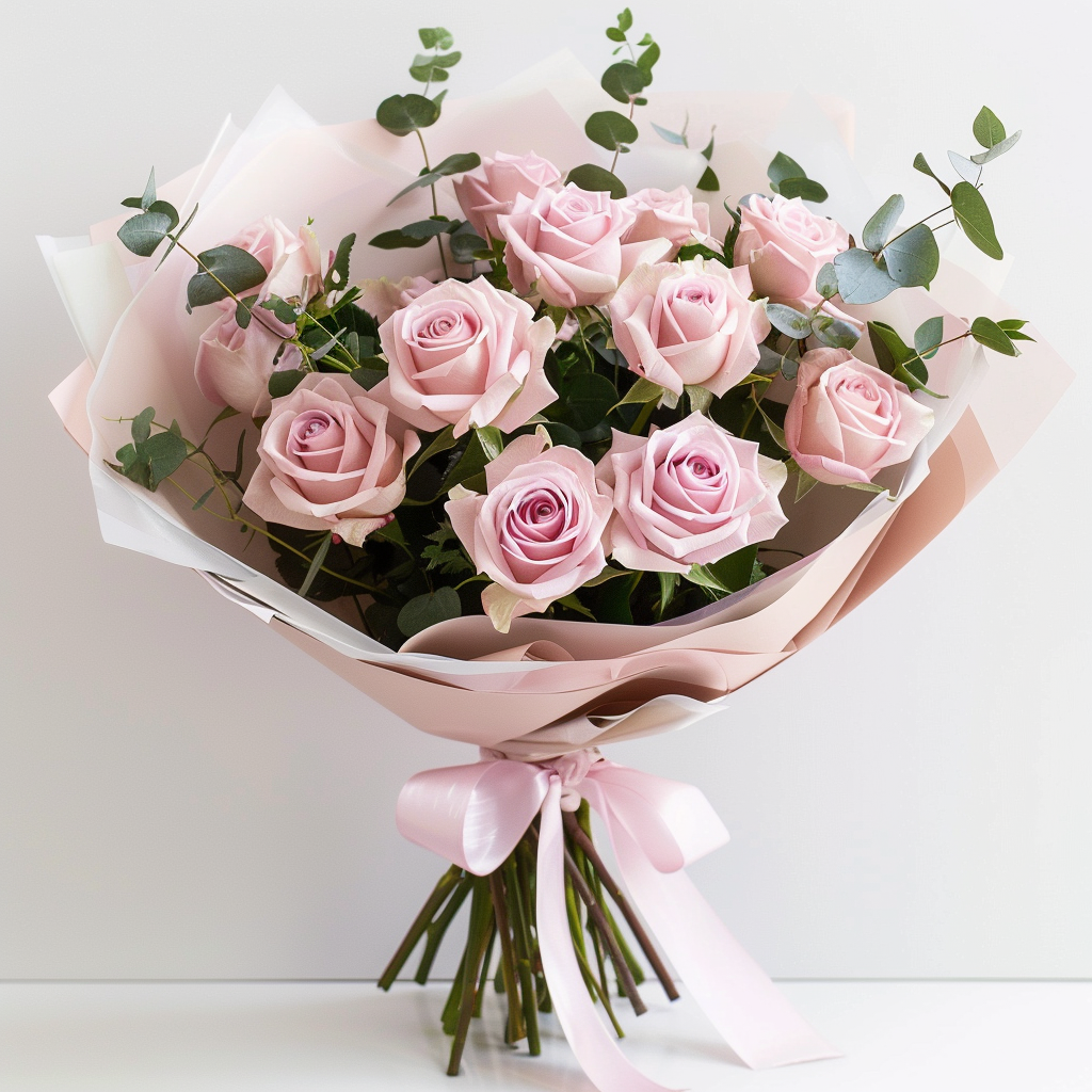 Iconic Dozen Pink Rose Bouquet (12 Roses)