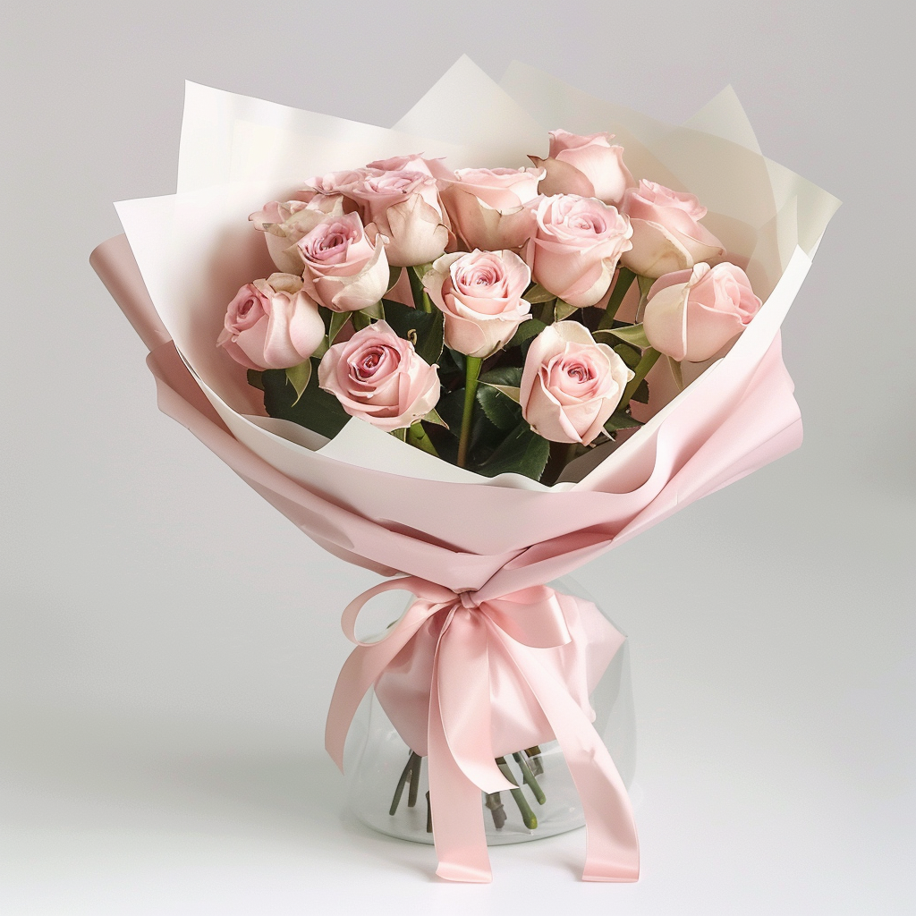 Iconic Dozen Pink Rose Bouquet (12 Roses)