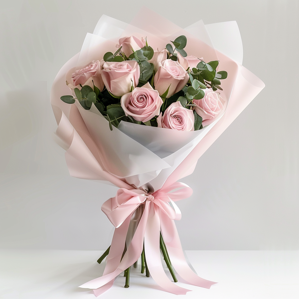 Iconic Dozen Pink Rose Bouquet (12 Roses)