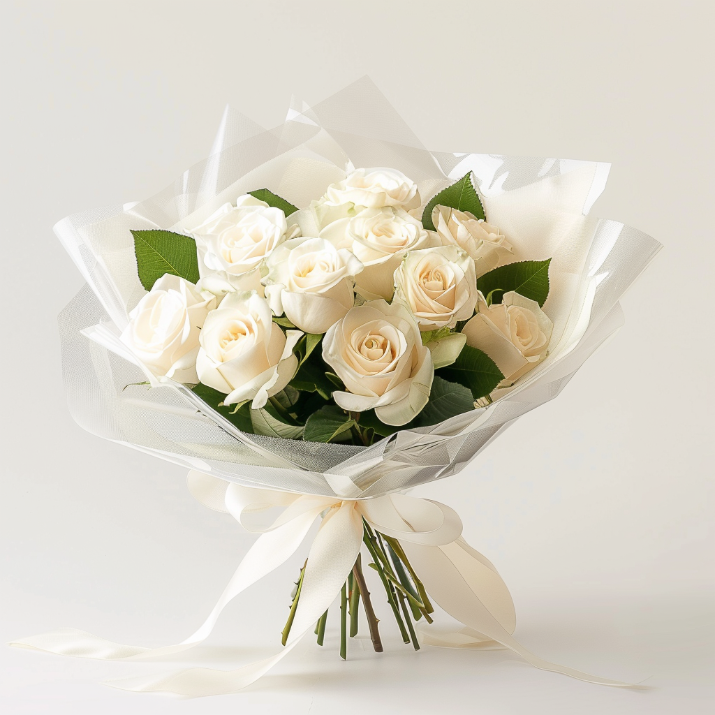 Iconic Dozen White Rose Bouquet (12 Roses)
