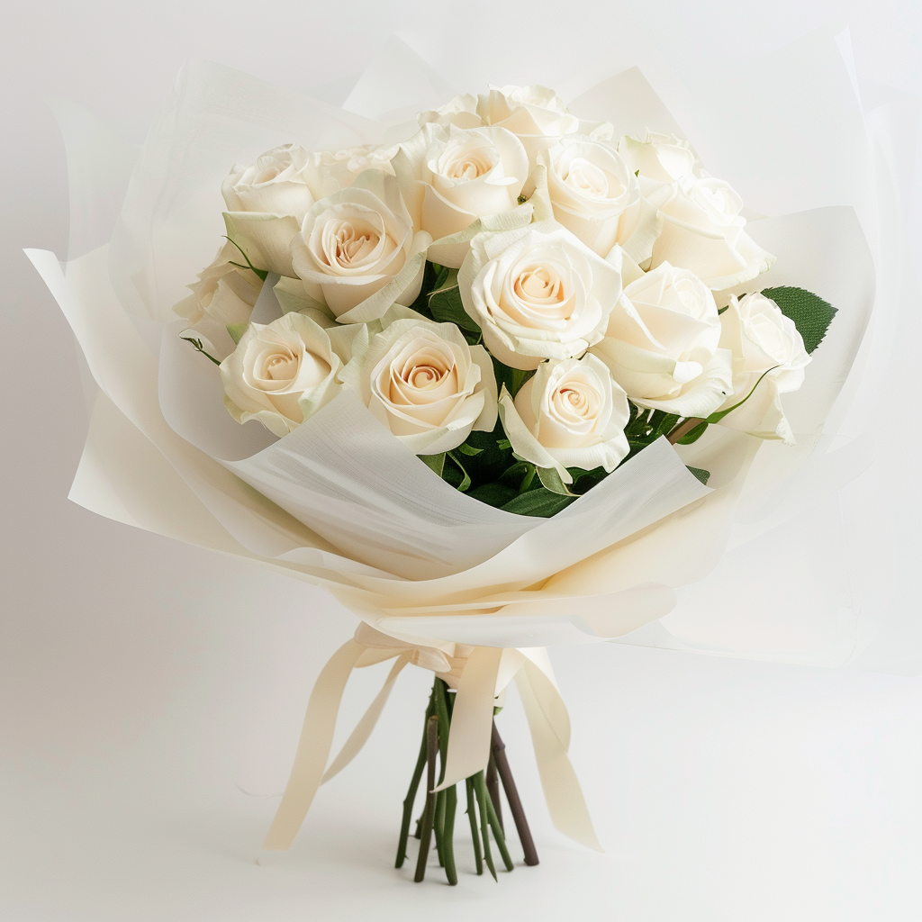 Iconic Dozen White Rose Bouquet (12 Roses)