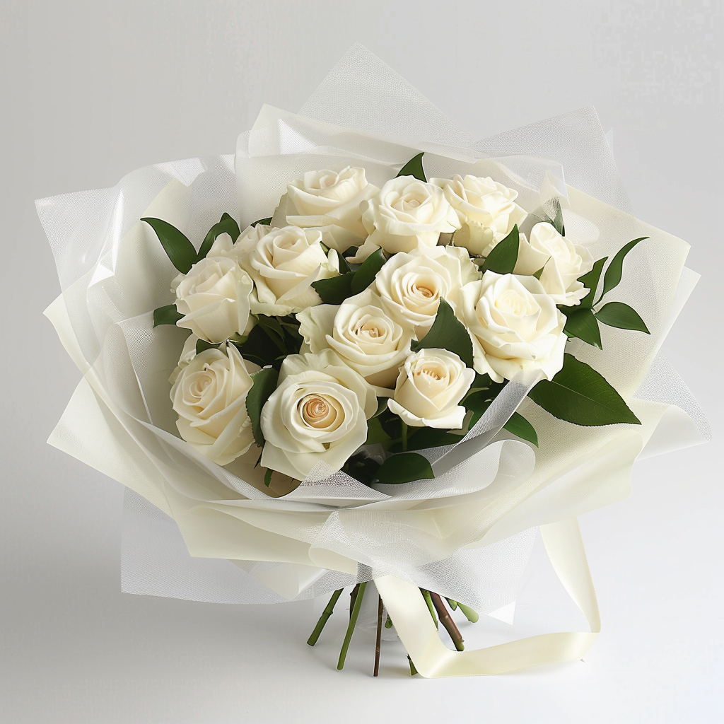 Iconic Dozen White Rose Bouquet (12 Roses)