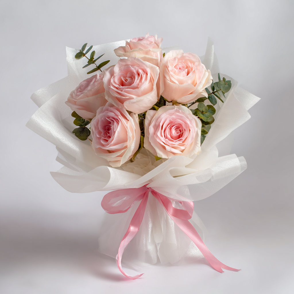 Petite Pink Rose Bouquet (6 roses)