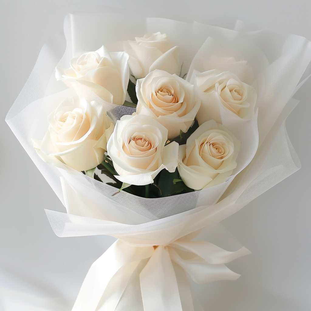 Petite White Rose Bouquet (6 Roses)