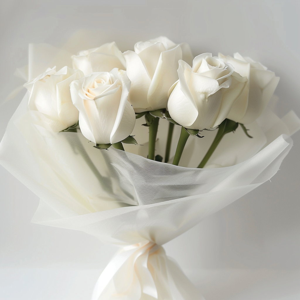 Petite White Rose Bouquet (6 Roses)