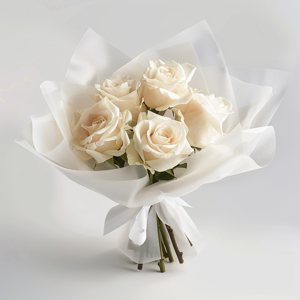 Petite White Rose Bouquet (6 Roses)