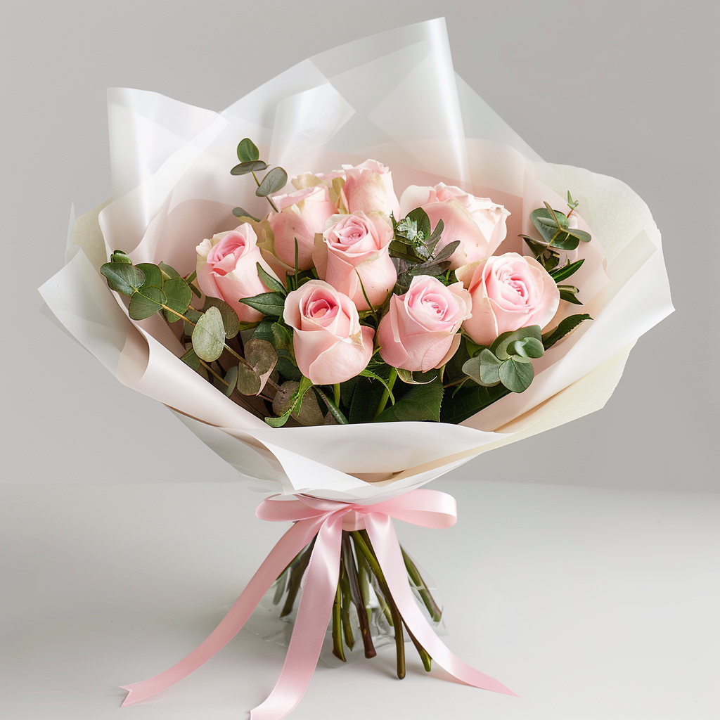 Classic Pink Rose Bouquet (9 Roses)