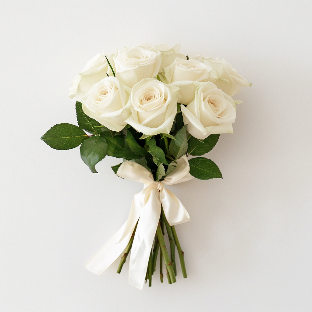 Classic White Rose Bouquet (9 Roses)