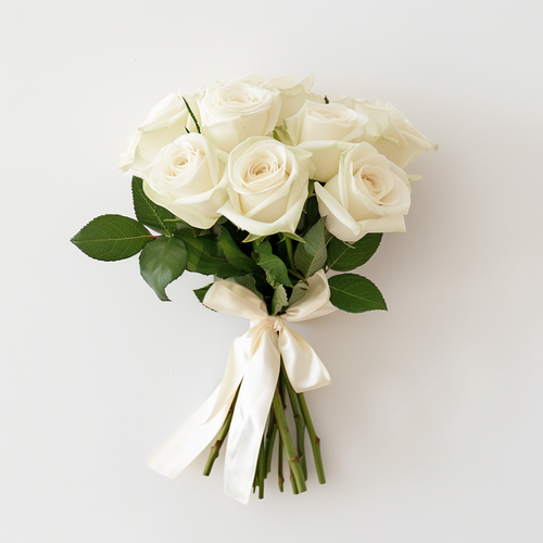 Classic White Rose Bouquet (9 Roses)