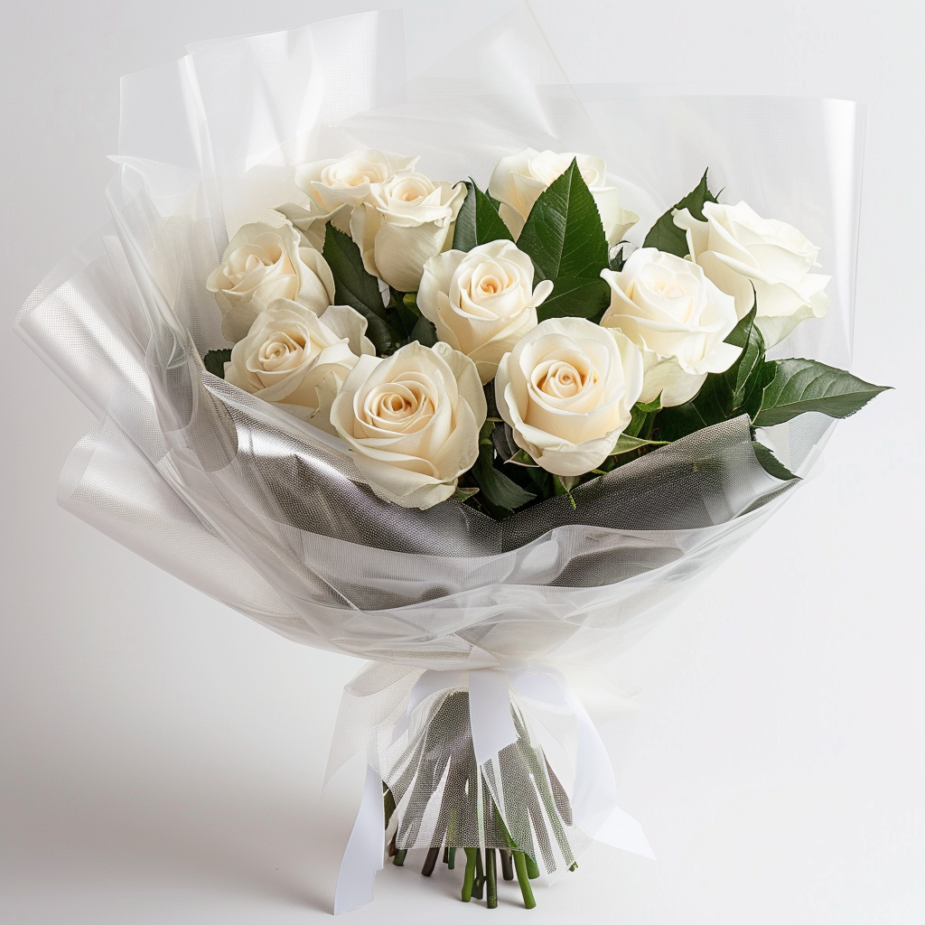 Classic White Rose Bouquet (9 Roses)