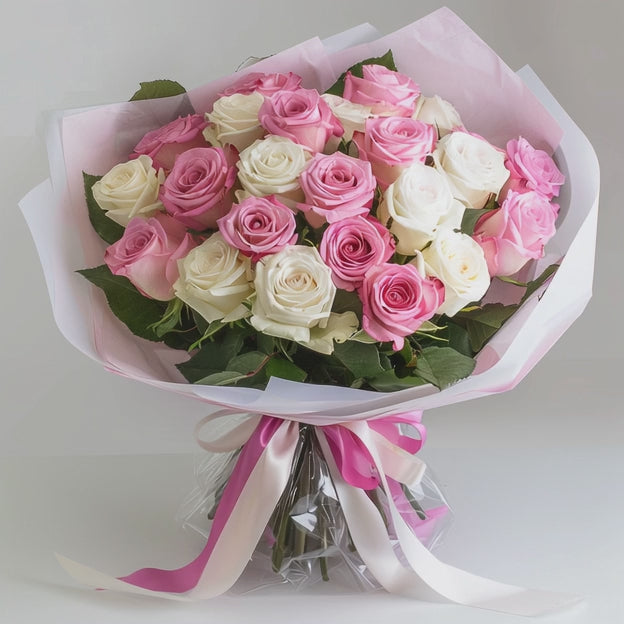 Pink and White Rose Bouquet