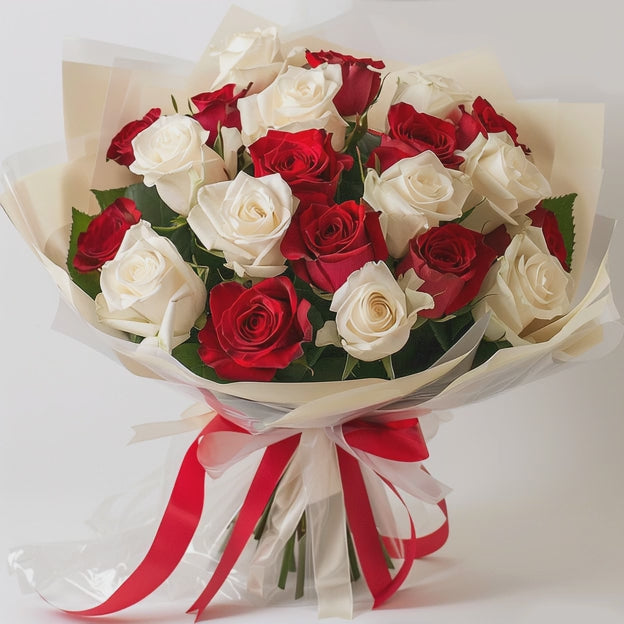 Red and White Rose Bouquet